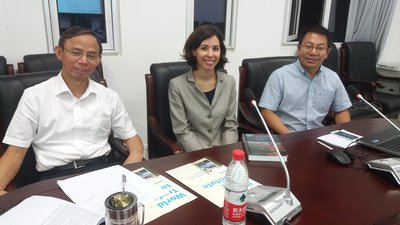 Ilaria Espa with Professor Zuo Haicong (left), Dean of the Nankai University School of Law and Professor Jianguo Hu, Associate Professor in International Economic Law (right)    