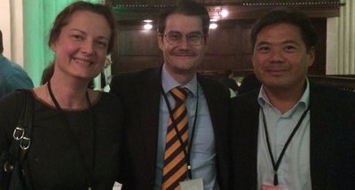 Dr Holzer (left) with conference organiser, Prof. Stefan Weishaar and Aik Hoe Lim    