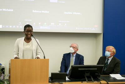 Stella Nalwoga giving her speech as the Class Representative of 2020-21    
