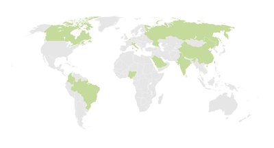 Map showing the countries in which the WTI's partners are located    